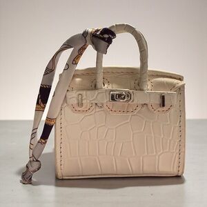 MINI White Croc Bag Charm/Mini Bag